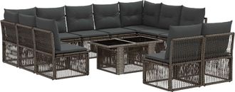 vidaXL Conjunto De Sof&aacute;s De Jard&iacute;n 12 Uds. Gris Rat&aacute;n Sint&eacute;tico Vidaxl