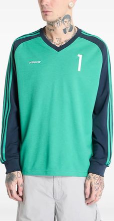 adidas colourblock long-sleeve T-shirt - men - Recycled Polyester/Cotton - S - SEMI COURT GREEN