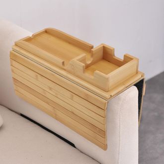 Infinite [sofa-armlehnentablett] Abnehmbares, Faltbares Sofa-armlehnentablett Aus Holz, Doppelt Verwendbar F&uuml;r Getr&auml;nke Und Snacks, Stabil Und Rutschfest, Ca. 