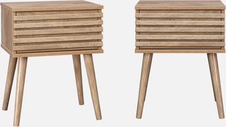 Sweeek Sweeek - Mesita De Noche Estilo Escandinavo, Set De 2, Madere, Natural, 29x40x50.5 Cm