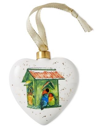 Spode Kit Kemp Heart Ornament - Lovebirds