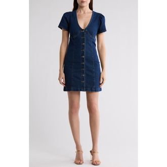 Vigoss Short Sleeve Button-Front Denim Dress in Dark Wash at Nordstrom Rack, Size Small