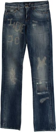 Just Cavalli Cavalli Blue Wash Versleten Katoenen Straight Fit Jeans