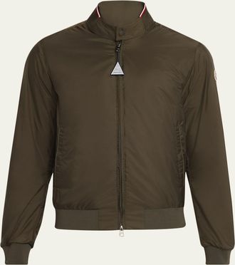 Moncler Mens Reppe Nylon Collar-Logo Full-Zip Jacket