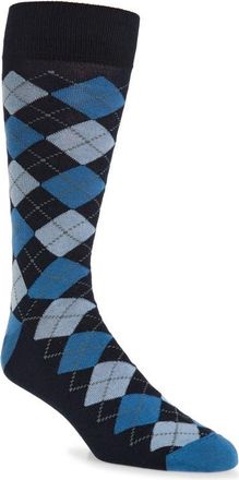 Nordstrom Argyle Combed Cotton Blend Dress Socks in Navy- Light Blue at Nordstrom