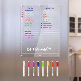 OEM Agenda Magn&eacute;tica Para Nevera - Planificador Semanal - 30 X 40 Cm - Incluye 8 Rotuladores De Tiza L&iacute;quida