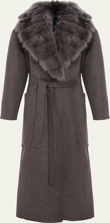 Gorski Loro Piana Double-Face Cashmere-Blend Coat with Detachable Merinillo Shearling Lamb Collar