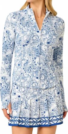 Lilly Pulitzer Upf 50+ Luxletic Barbados Zip-Up Jacket In Starlight Navy Crossgrain Zoology