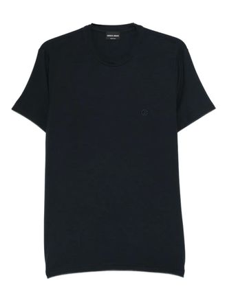 Giorgio Armani logo-embroidered T-shirt - Blue