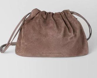 Brunello Cucinelli suede shoulder bag adjustable strap monili