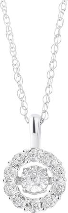 MAX + STONE 925 Sterling Silver Dancing Diamond Accent Circle Pendant Necklace