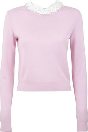 Self Portrait Flower Light Knit Jumper - Dames - Truien - Roze - Maat: S Wol
