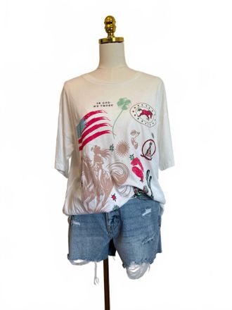 Promesa Womens Americana Oversized Graphic Tee In White