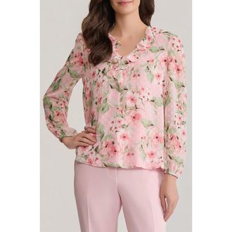 Kasper Ruffle Clip Dot Top in Tutu Pink Multi at Nordstrom, Size X-Large