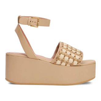 Alberta Ferretti Alberta Ferretti, Wedges, female, Beige, Size: 8 US Woven Platform Sandal