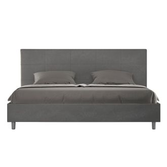ITYhome Letto Matrimoniale King Size Rivestito In Microfibra - Mika - Dimensione Rete: 200x200 - Colore: Grigio - Tipologia Letto: Senza Rete