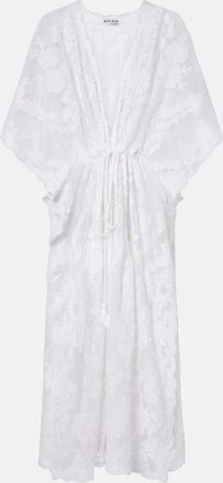 Juliet Dunn Embroidered sheer cotton kaftan