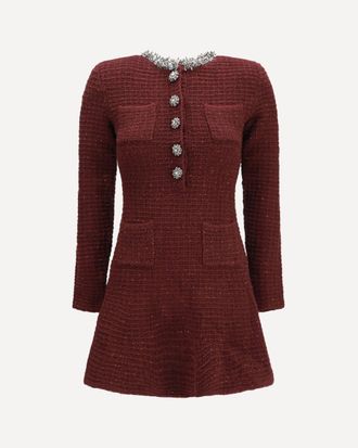 Self Portrait Textured knit mini Dress with statement buttons Female XS