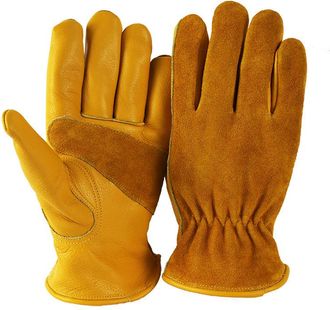 OEM Guantes De Trabajo De Cuero Para Jardiner&iacute;a - Guantes De Construcci&oacute;n Resistentes A Las Espinas Con Forro De Algod&oacute;n Suave Y Transpirable Para Hombres
