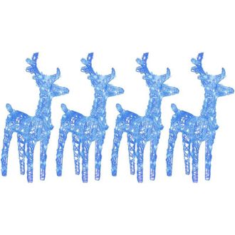 vidaXL Renos De Navidad 4 Unidades 160 Led Azul Acr&iacute;lico Vidaxl
