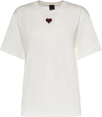 Pinko Tortino T-Shirt - Dames - T-shirts - Wit - XS - Katoen - Tops