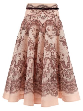 Zimmermann Crush Flared Midi Skirt