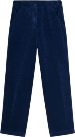 Aspesi Wijde fluwelen broek - Heren - Wijde Broeken - Blauw - XS - Katoen - Broeken