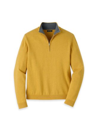 Paul Fredrick Supima Cotton Quarter Zip Mock Neck Sweater