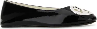 Tory Burch Womens Riva Ballet Flat Black Bovine Leather