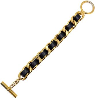 Chanel Bracciale a catena in pelle anni 80 - Oro