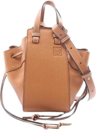 Loewe Pre-owned Hammock Drawstring Bag Leather 2way Handbag - Pre-owned - Mujer - Marr&oacute;n - ONE SIZE