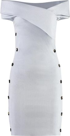 Philosophy di Lorenzo Serafini Mini-jurk met versierde knopen - Dames - Kleedjes - Grijs - M - Polyester - Kleedjes