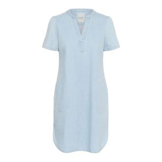 Part Two Whiteish Blue Denim Dress with V-Neck - female - Part Two - Short Dresses - Blue - 2XS - Dresses