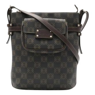 Loewe Pre-owned Repeat Anagram Coated Canvas Shoulder Bag - Dames - Pre-owned - Bruin - Maat: ONE Size Leer