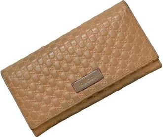 Gucci Pre-owned Micro Guccissima Long wallet (bi-fold) - Dames - Vintage Accessoires - Beige - ONE Size - Leer - Vintage