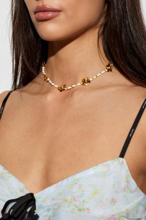 Marc Jacobs Necklace With Floral Motif, Womens, Gold