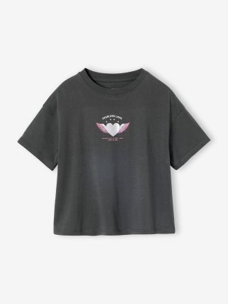 Vertbaudet Bedrucktes T-Shirt f&uuml;r M&auml;dchen anthrazit