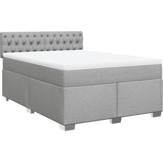 vidaXL Vidaxl - Cama Box Spring Con Colch&oacute;n Tela Gris Claro 160x200 Cm