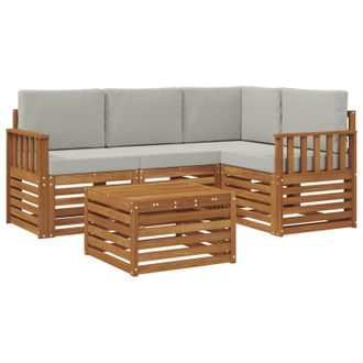 vidaXL Conjunto De Sof&aacute;s De Exterior 5 Pcs Gris Natural Y Claro Vidaxl