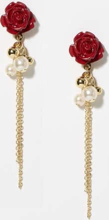 Simons Womens Chain and rose long earrings