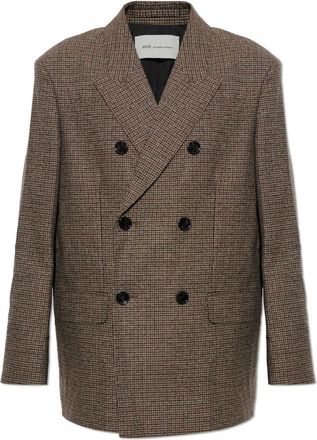 Ami Jassen, Dames, Bruin, M, Wol, Wol blazer met dubbele split