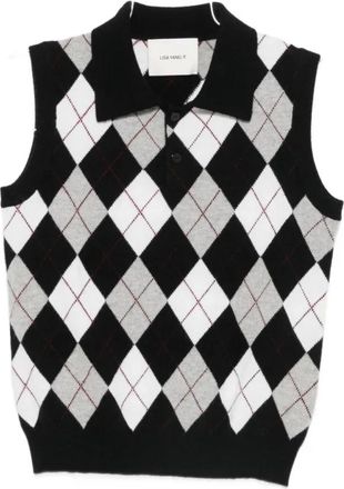 Lisa Yang Mouwloos Kasjmier Poloshirt - Dames - Spencers - Zwart - S - Kasjmier - Truien & Vesten