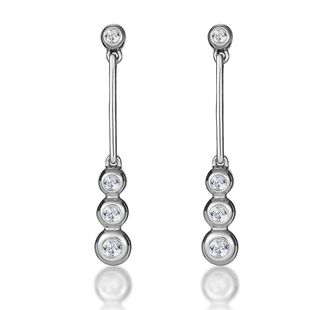 The Diamond Store Small Drop Earrings 0.12ct Diamond 9K White Gold