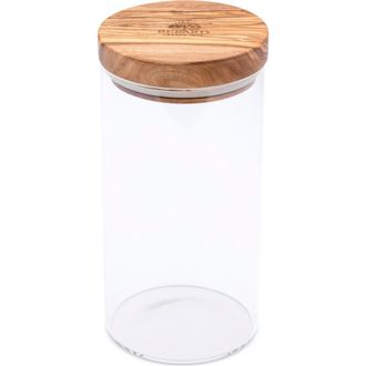 B&eacute;rard Glass Storage Jar With Olive Wood Lid, 30-ounce in Brown at Nordstrom