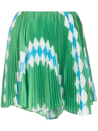 Monse graphic-print pleated mini skirt - women - Fabric - 2 - Green
