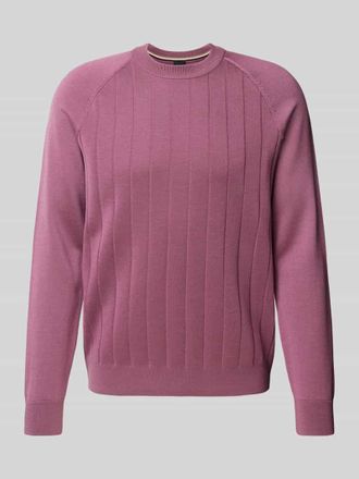 HUGO BOSS Strickpullover aus Schurwoll-Mix Modell Belugo in Purple, Gr&ouml;&szlig;e XXL