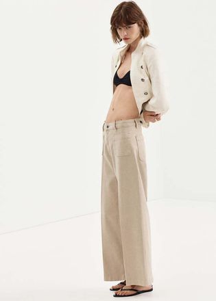 Mango Jeans wide leg tasche toppa sabbia - Donna - 36 - MANGO