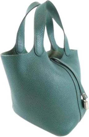 Herm&egrave;s Pre-owned Bucket Bag - Dames - Vintage Tas - Groen - ONE Size - Leer - Vintage