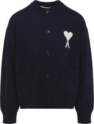 Ami Cardigan met ronde hals - Heren - Vesten - Blauw - XL - Katoen - Truien & Vesten