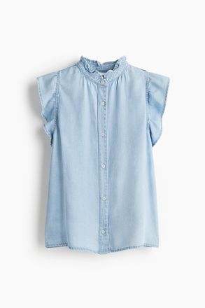 H&M Denimbluse mit Volants - Helles Denimblau